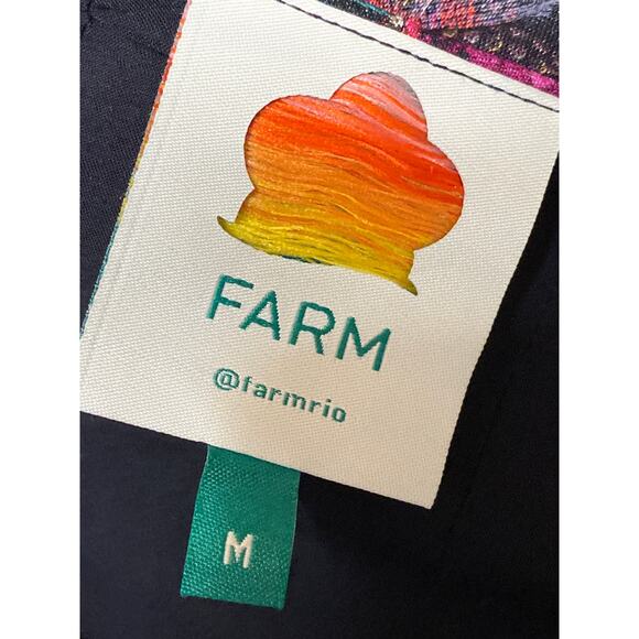 Farm Rio Black Multicolor Mixed Arabesque Scarves Long Sleeve Mini Wrap Dress M - Picture 9 of 10